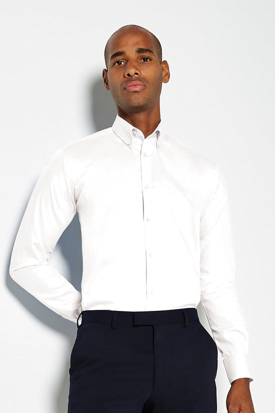 White Slim Fit NonIron Oxford Twill Shirt Professional Style