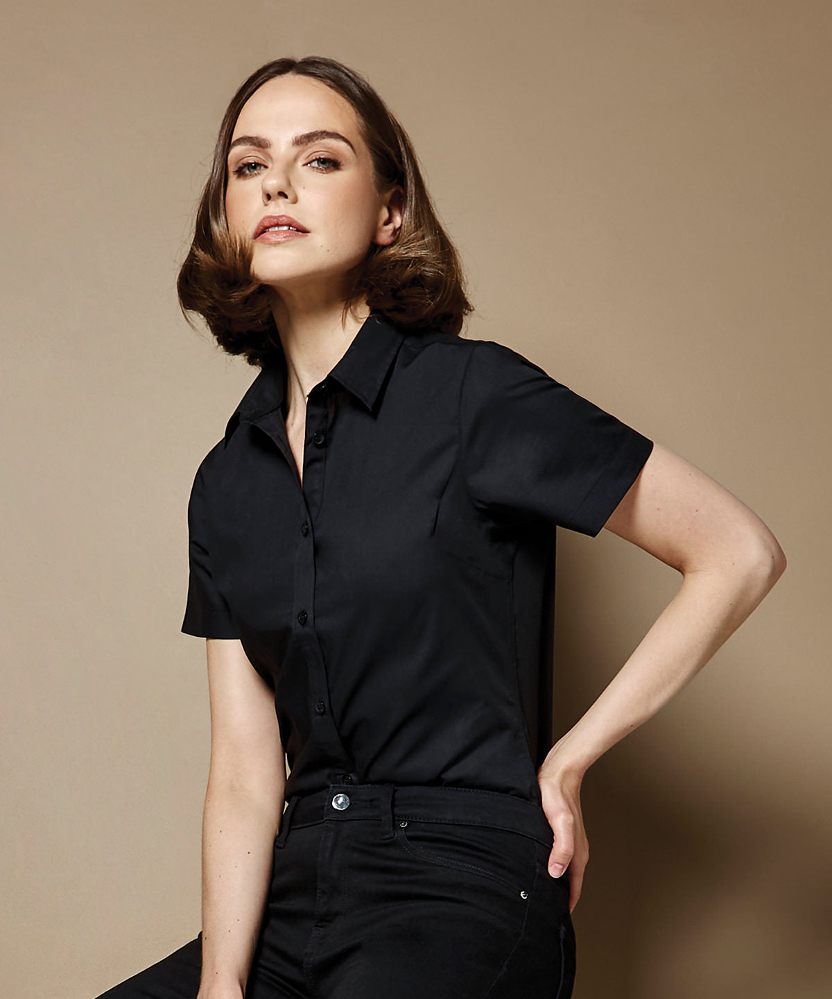 Stylish Womens Short Sleeve Poplin Shirt for Business and Casual Wear