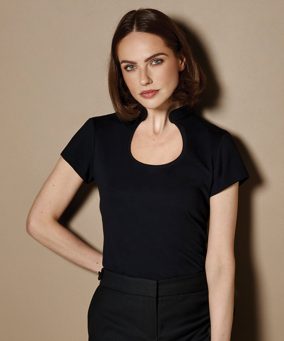 Kustom Kit Womens Keyhole Neck Corporate Top Regular Fit TShirt