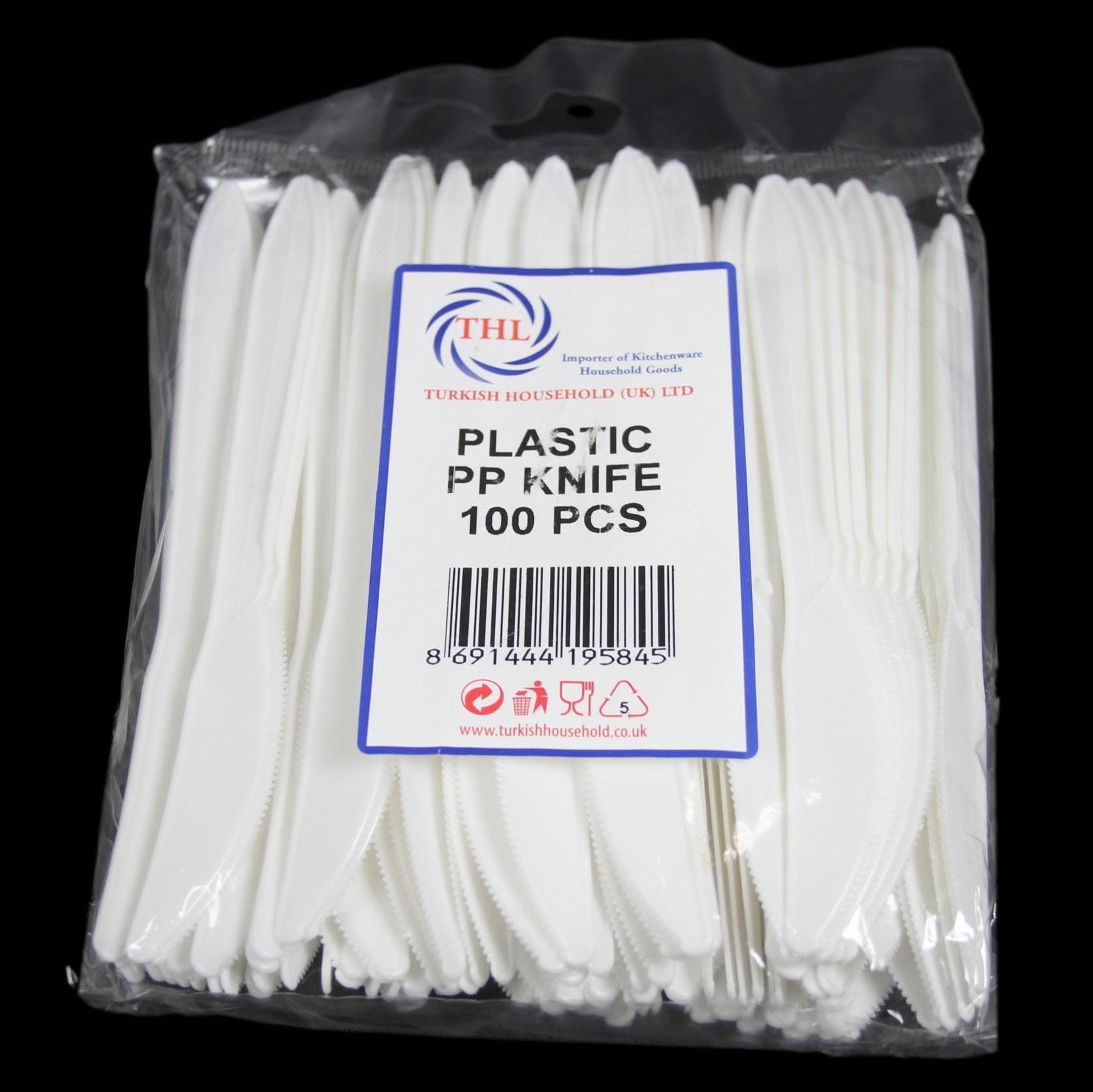 Premium Plastic Disposable White Knives Pack of 100