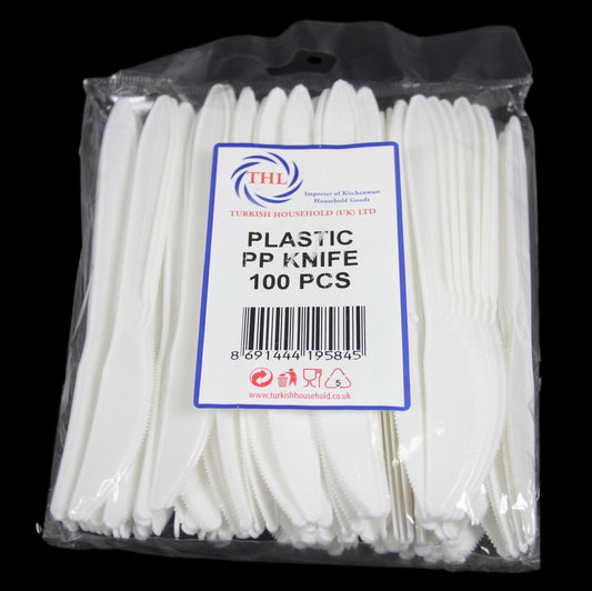 Premium Plastic Disposable White Knives Pack of 100
