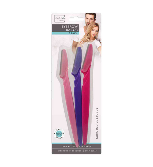 Disposable Eyebrow Razor Trimmer Pack of 3 Assorted Colours
