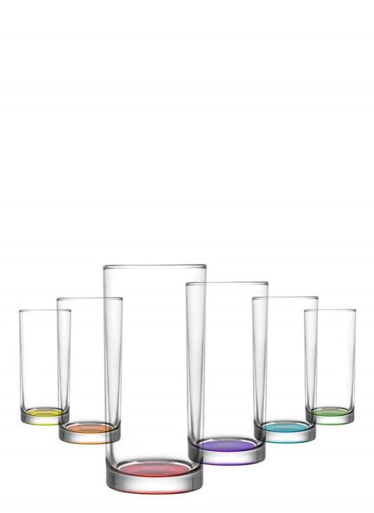 Coral Liberty Coloured Long Drinking Glasses Tumblers Set of 6 295cc Capacity