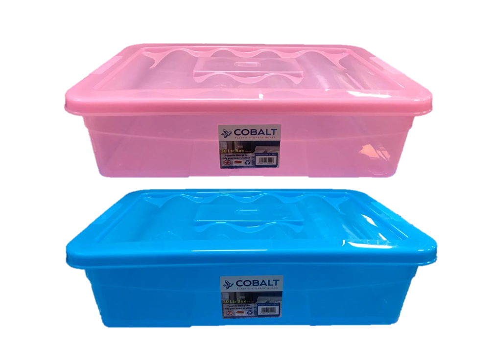 Premium Plastic Cobalt Underbed Storage Box 30 Litre Capacity