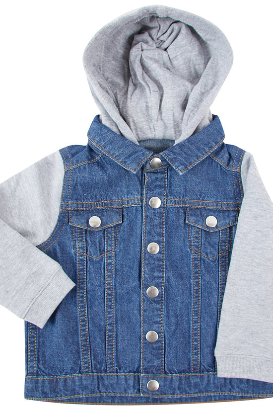 Larkwood Infant Denim Jacket with Fleece Hood Unisex