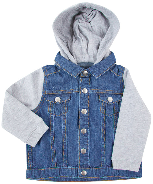 Larkwood Infant Denim Jacket with Fleece Hood Unisex