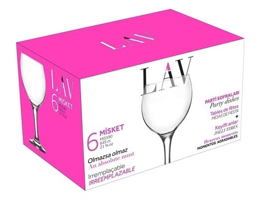 Elegant Boxed Set of 6 Misket Red Wine Glasses 645cc Capacity