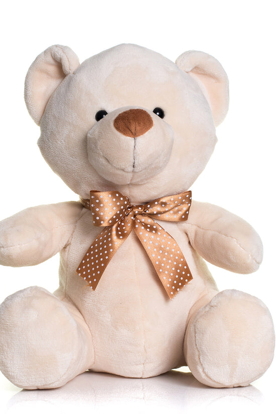 Mumbles Velvet Bear Soft Toy with Contrast Nose and Ribbon