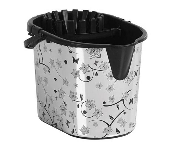 Durable 15L Plastic Mop Bucket with Assorted Printed Designs