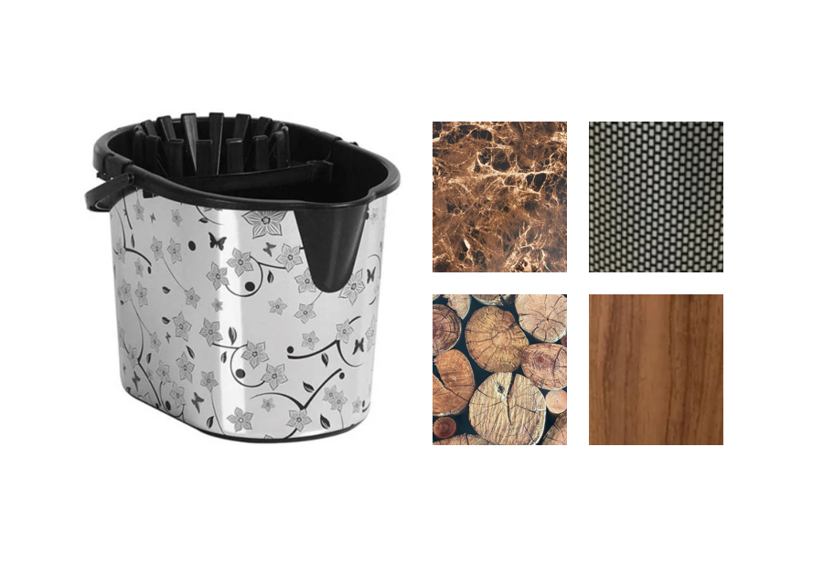 Durable 15L Plastic Mop Bucket with Assorted Printed Designs