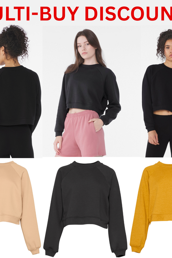 Bella Canvas Womens Raglan Pullover Fleece Sweatshirt Soft Stylish