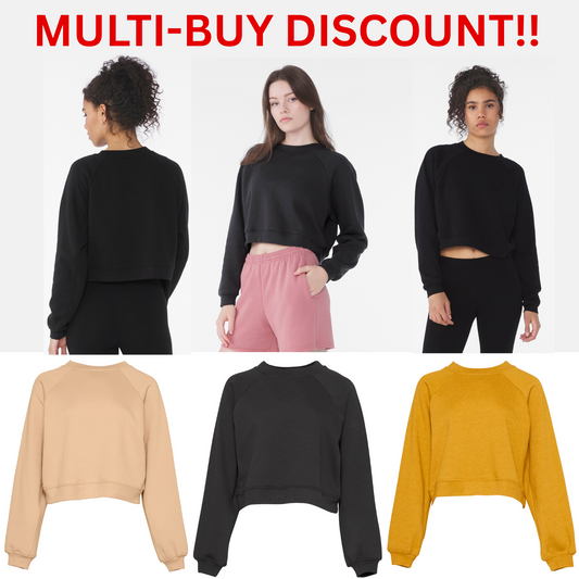 Bella Canvas Womens Raglan Pullover Fleece Sweatshirt Soft Stylish