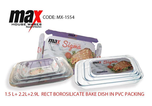 Premium Set of 3 Rectangle Baking Dishes 15L 22L 29L
