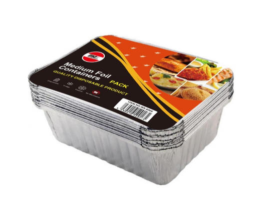 Disposable Aluminium Foil Food Containers Pack of 8 Medium Size