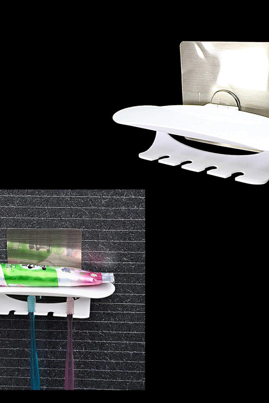 4Toothbrush Holder with Toothpaste Stand for Easy Bathroom Organization