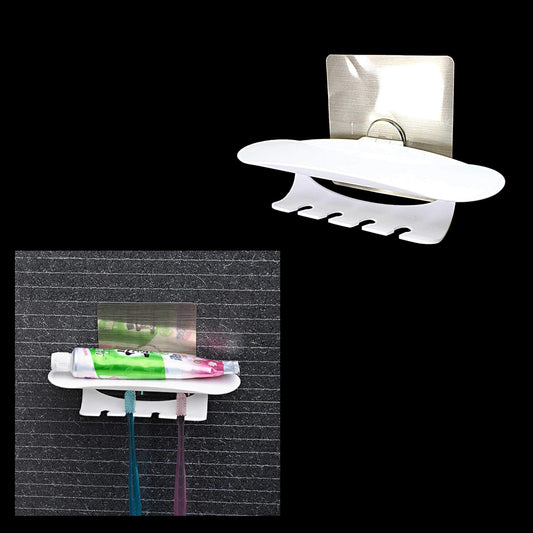 4Toothbrush Holder with Toothpaste Stand for Easy Bathroom Organization