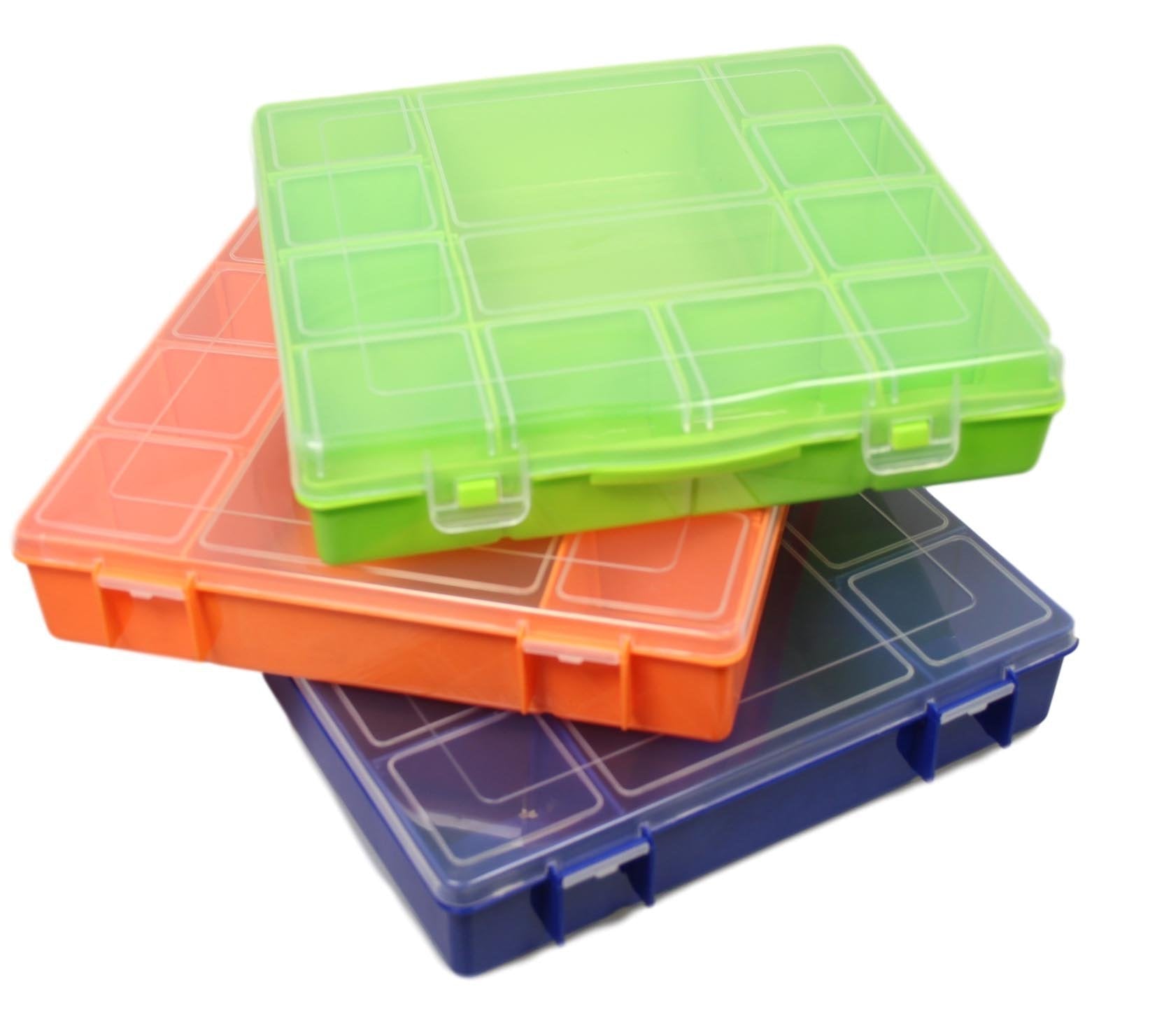 Premium Medicine Storage Container Box with Assorted Slot Sizes in 3 Colors