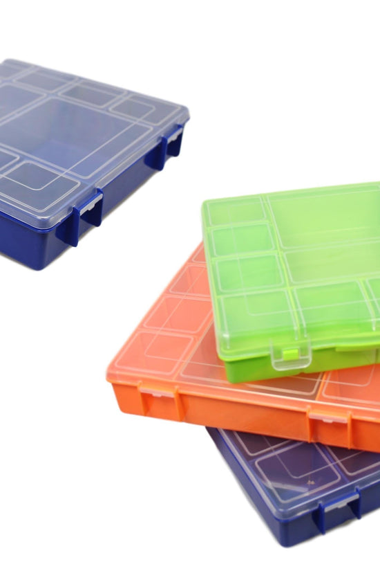 Premium Medicine Storage Container Box with Assorted Slot Sizes in 3 Colors