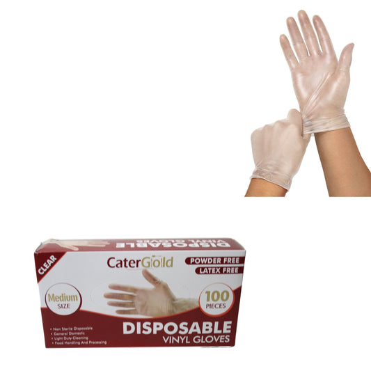 100 Disposable Vinyl Clear Examination Gloves LatexFree PowderFree