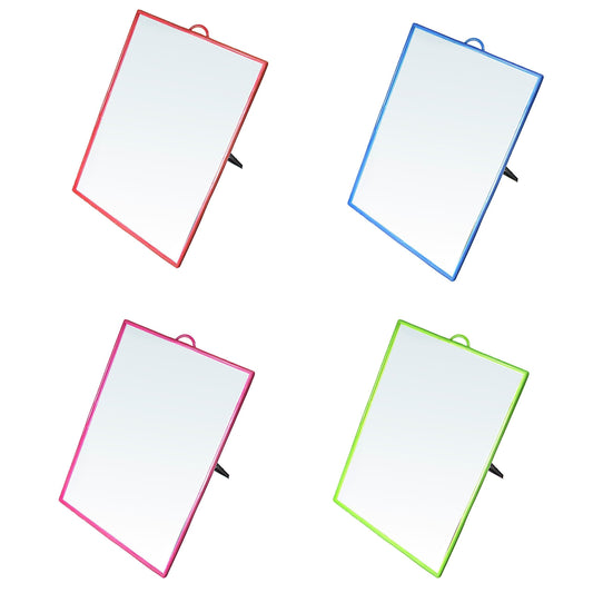 Square Shaped Plastic Desk Table Mirror with Coloured Border 23cm x 30cm