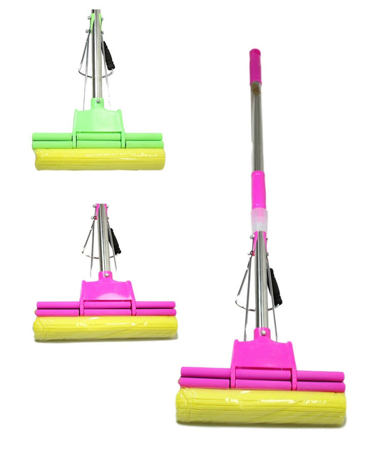Expandable Squeeze Yellow Cleaning Sponge Mop Adjustable Handle Assorted Colors
