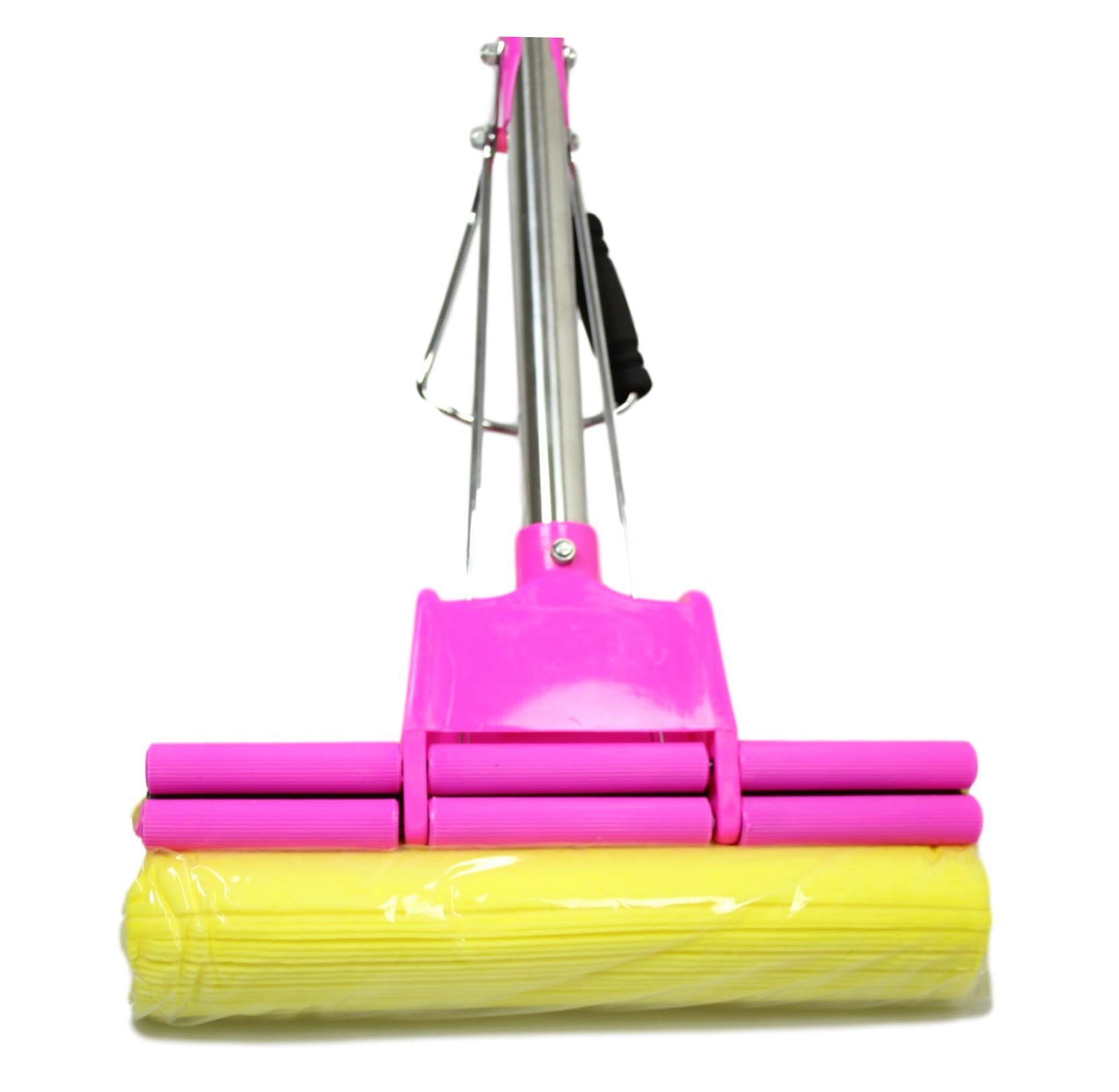 Expandable Squeeze Yellow Cleaning Sponge Mop Adjustable Handle Assorted Colors
