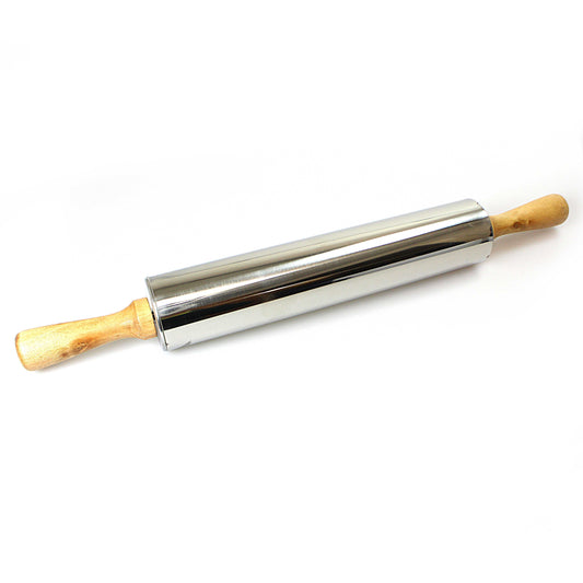 Premium Wooden Handle Stainless Steel Chapatti Roller for Baking