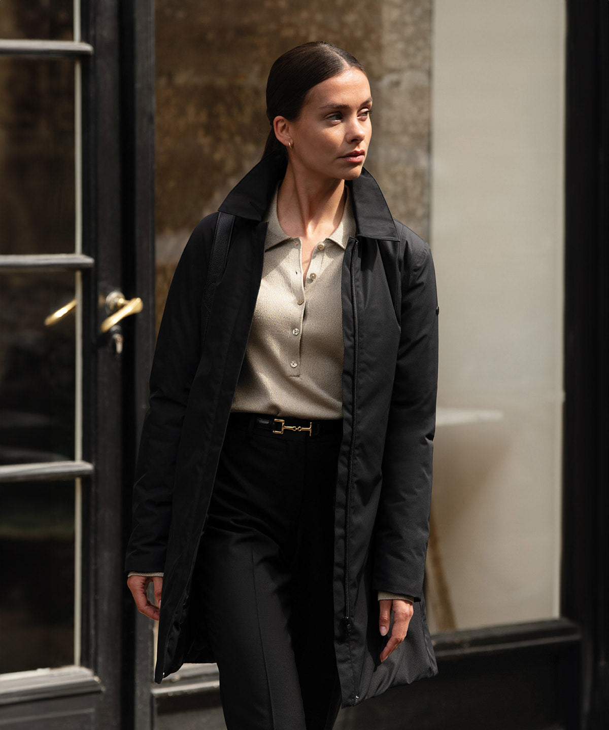 Womens Black Folcroft Lightweight Jacket with Subtle Stretch