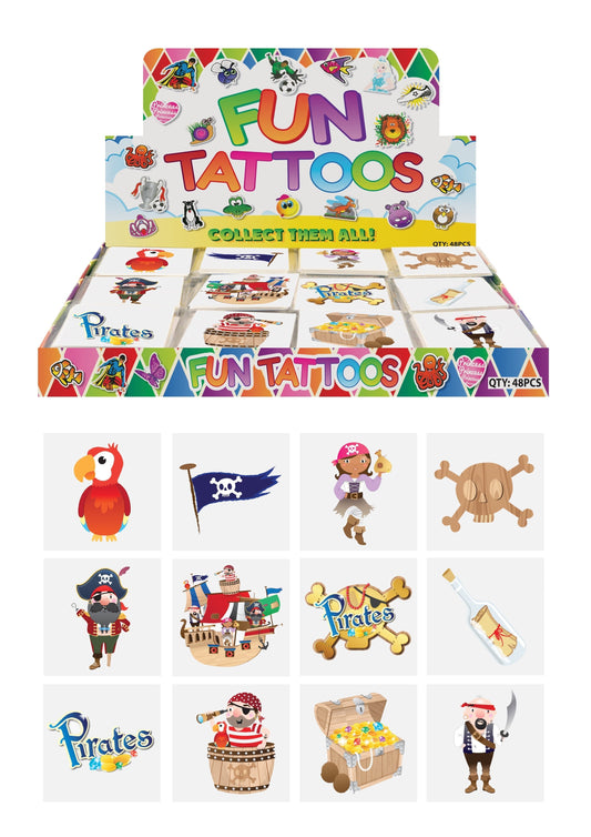 Childrens Pirate Style Mini Tattoos 12 Assorted Designs