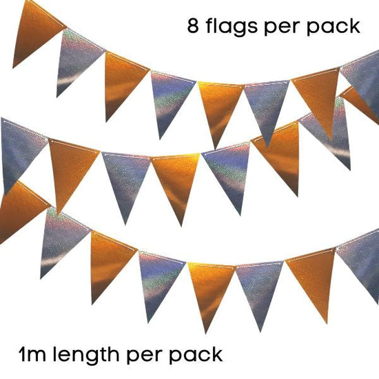 Holographic Paper Party Bunting Garland in Gold and Silver