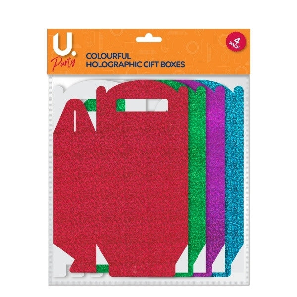 Vibrant Holographic Paper Gift Box Set of 4