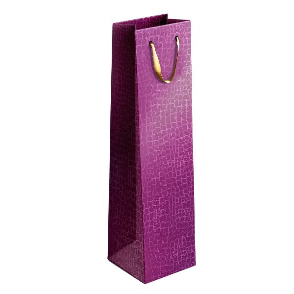 Embossed Metallic Paper Wine Bottle Gift Bag Assorted Colours