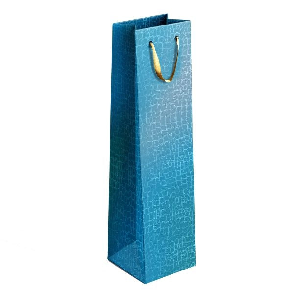 Embossed Metallic Paper Wine Bottle Gift Bag Assorted Colours