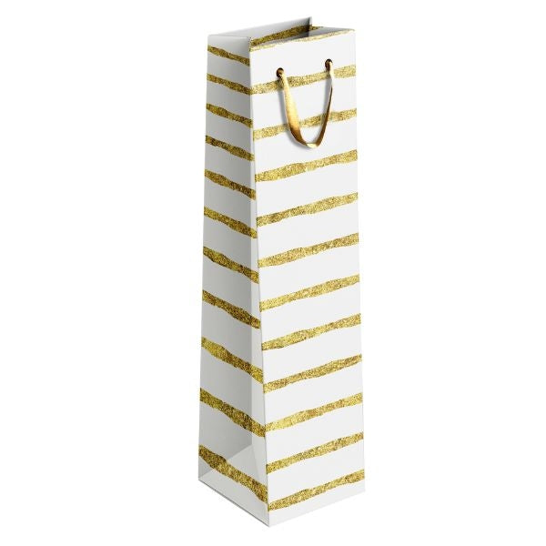 Elegant Gold and Silver Patterned Wine Bottle Gift Bag 36x12x10cm