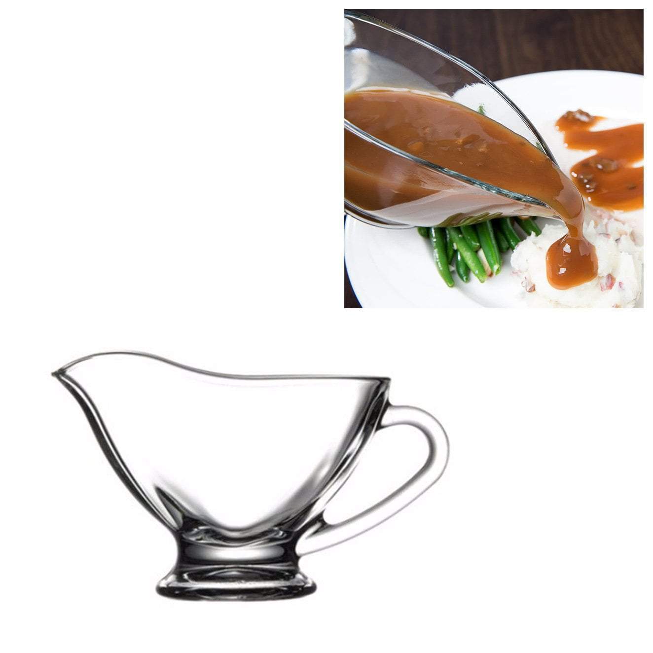 Elegant Pasabahce Glass Gravy Boat with Handle for Kitchen and Dining