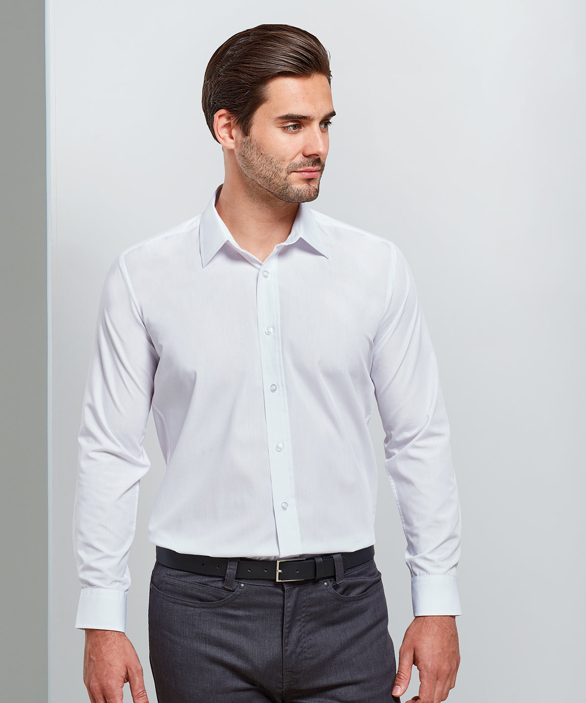 Premier Poplin Fitted Long Sleeve Shirt for Men
