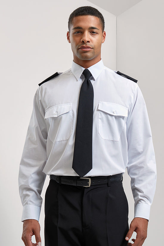 Premier Mens Long Sleeve Pilot Shirt with Epaulettes