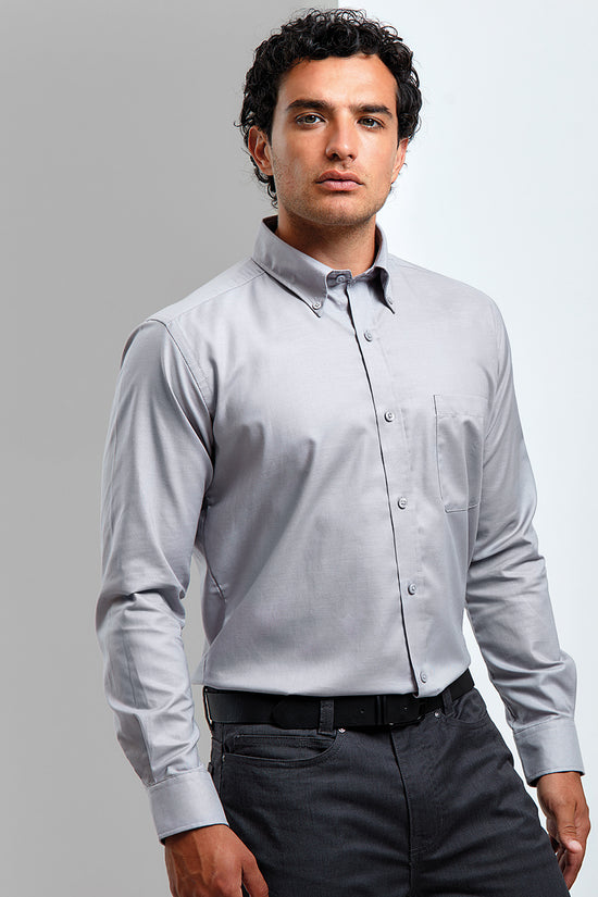 Premier Signature Oxford Long Sleeve Shirt for Men WrinkleFree SemiFitted Styling