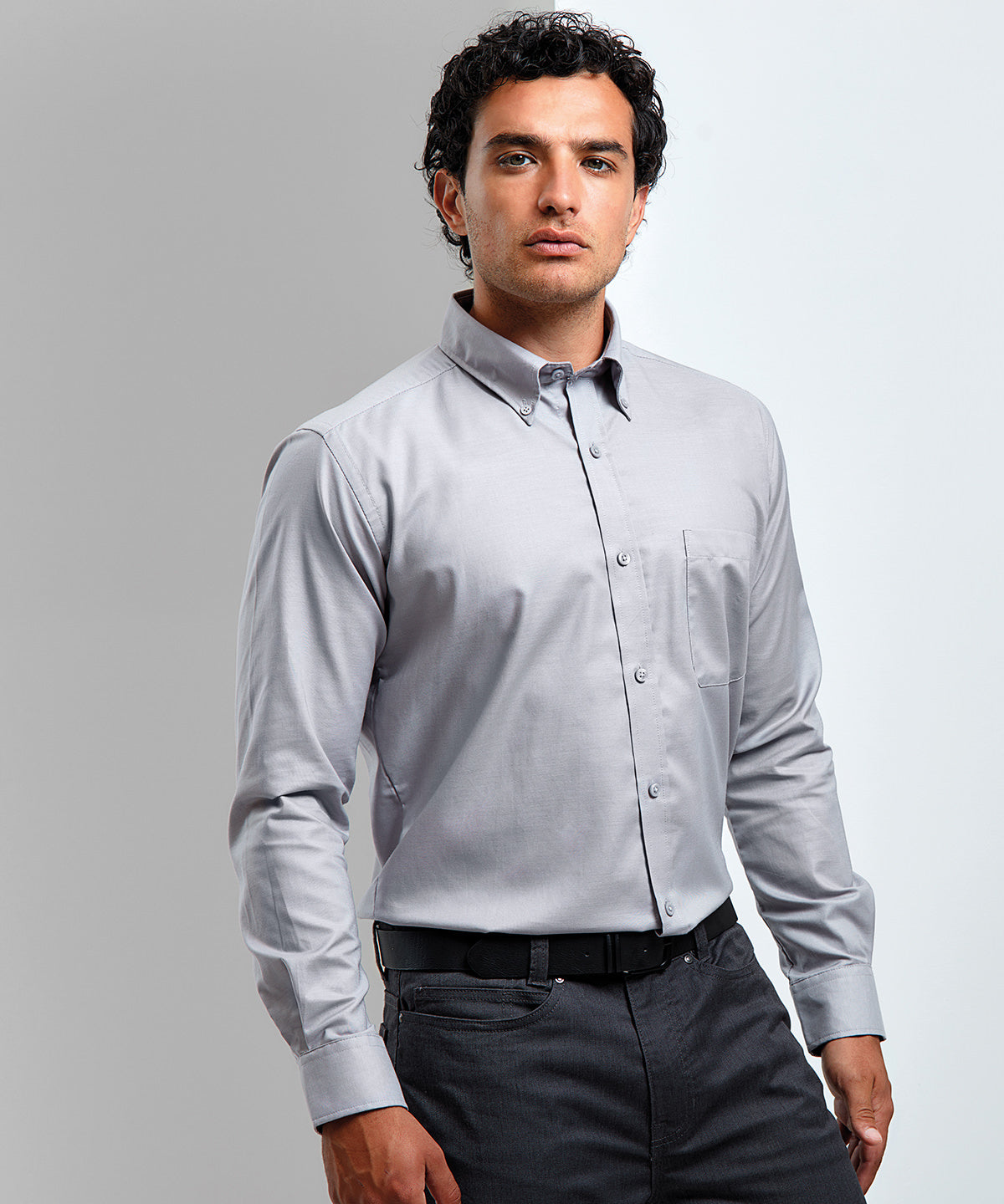 Premier Signature Oxford Long Sleeve Shirt for Men WrinkleFree SemiFitted Styling