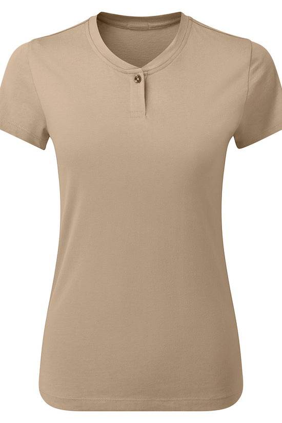 EcoFriendly Womens Cotton Rich TShirt with Single Button Placket