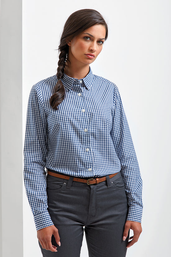 Maxton Check Long Sleeve Shirt Womens VintageChic Blouse