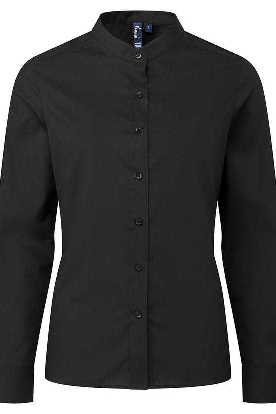 Classic Banded Collar Grandad Shirt for Women