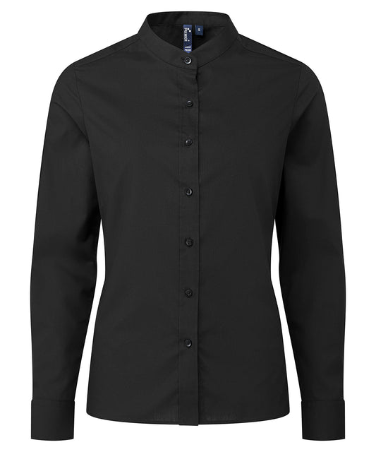 Classic Banded Collar Grandad Shirt for Women