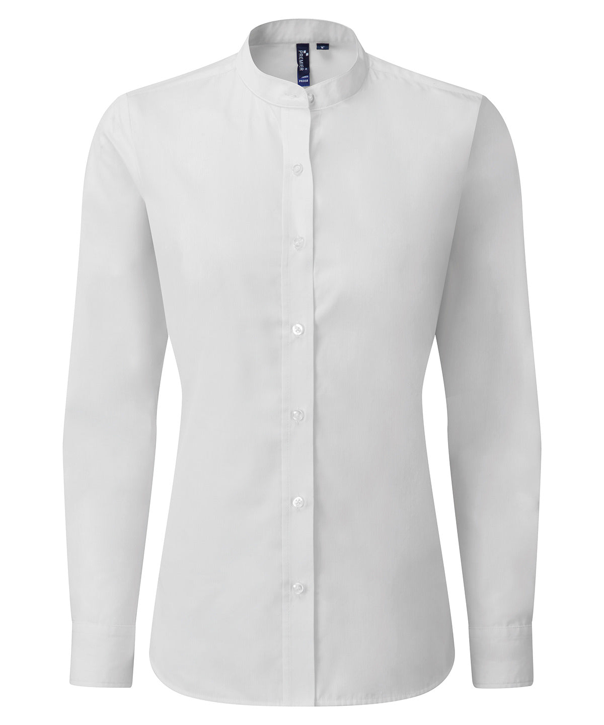 Classic Banded Collar Grandad Shirt for Women
