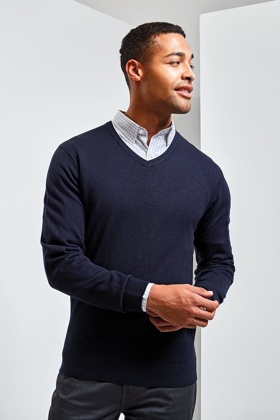 Mens VNeck Acrylic Sweater Plus Sizes