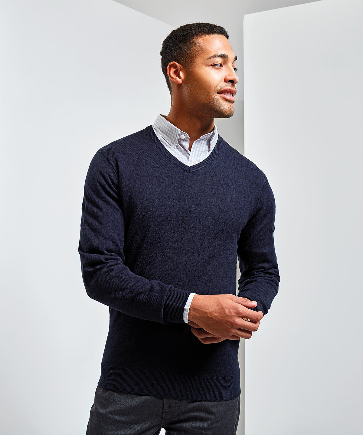 Mens VNeck Acrylic Sweater Plus Sizes