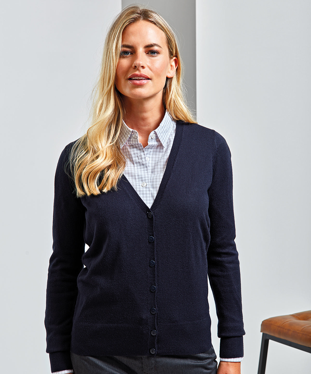 Womens VNeck Acrylic Cardigan Plus Size Knit Cardigan