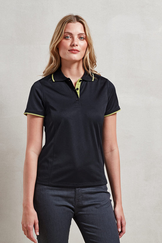 Contrast Coolchecker Womens Polo Shirt with Side Panels