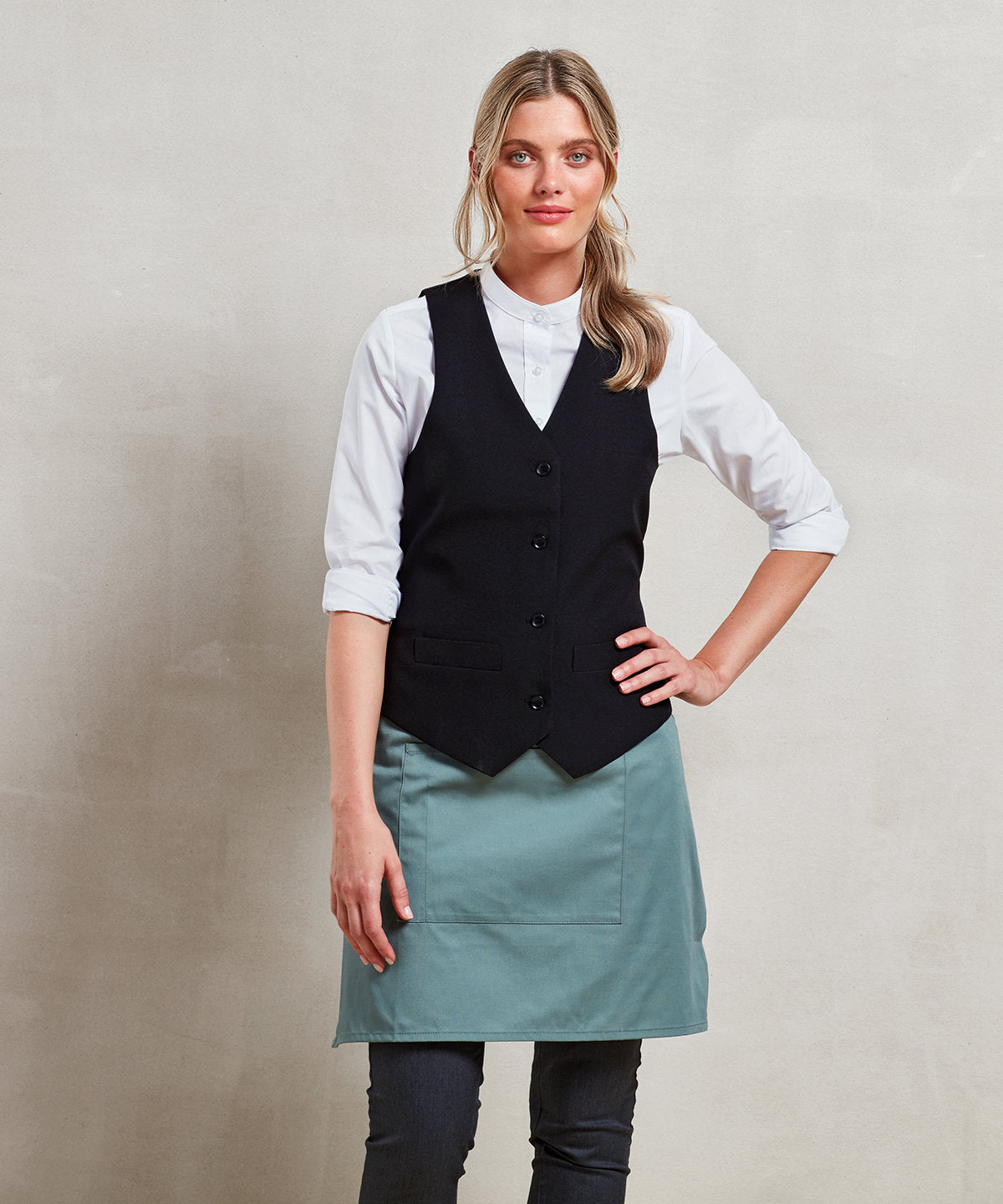 Contemporary Womens Polyester Lined Waistcoat with Watch Pockets