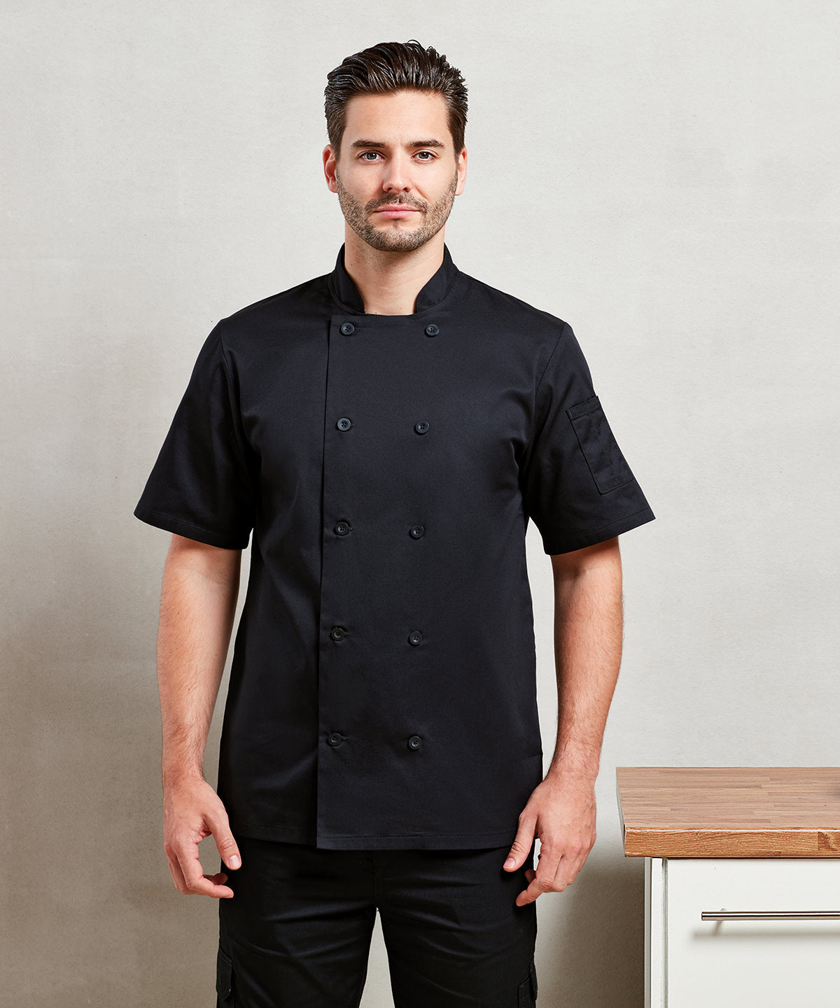 Short Sleeve Chefs Jacket for Male Chefs in Plus Sizes
